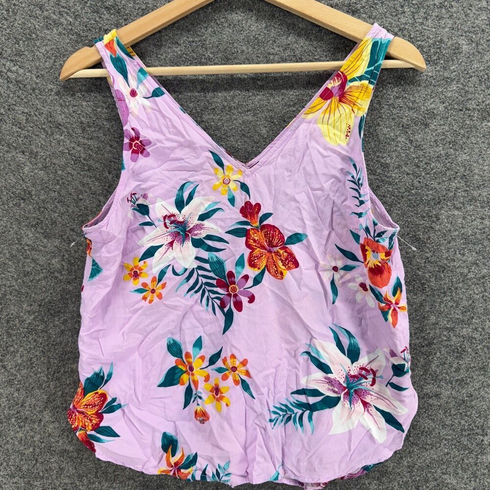 Old Navy Blouse Women S Small Purple Floral V-Neck Sleeveless Wide Strap Rayon